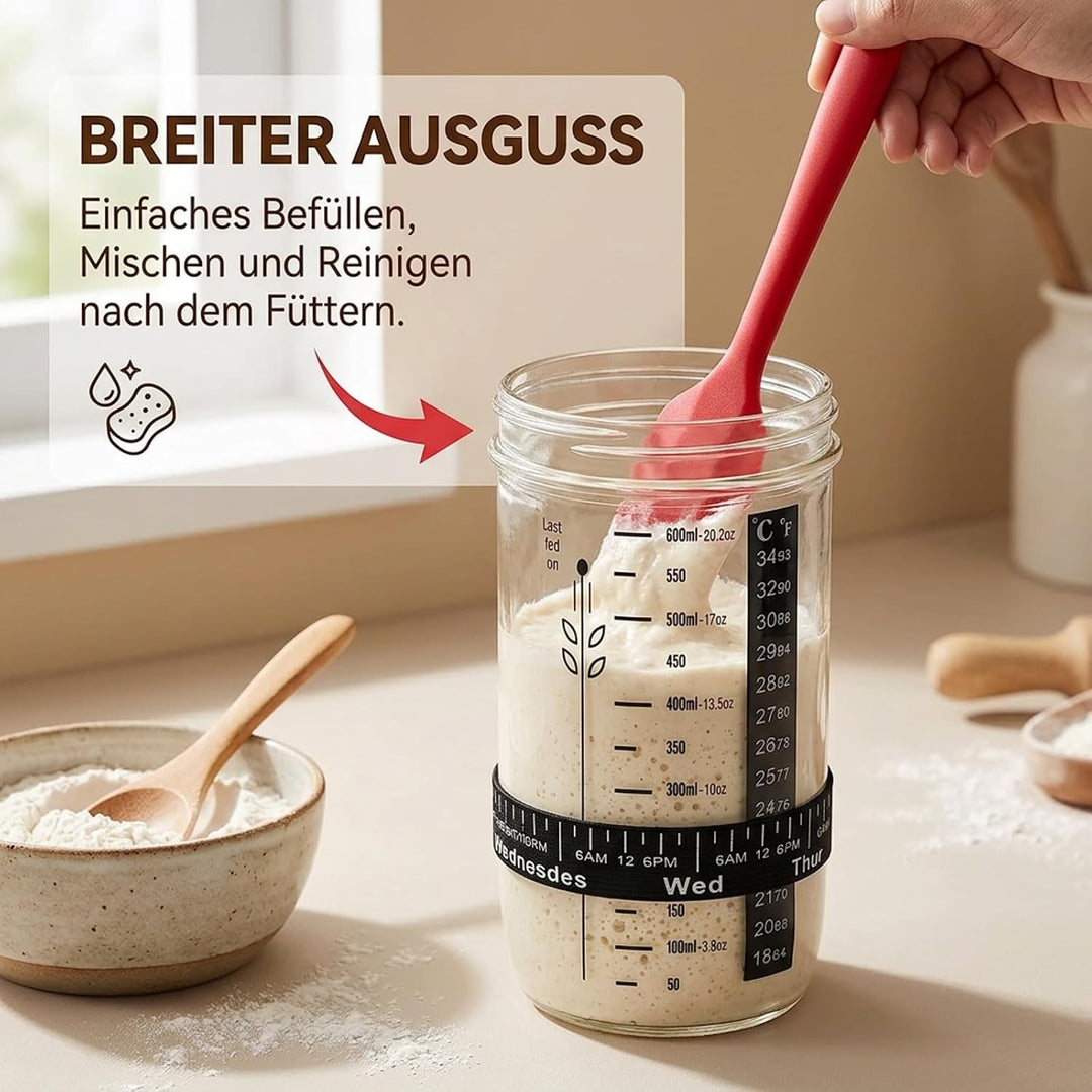 Sauerteig-Starter-Set, 2er-Pack 730ml Glasbehälter