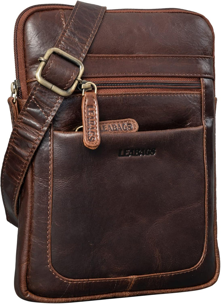 LEABAGS Leder Umhängetasche Herren &amp; Damen I Messenger Bag mit Schultergurt I Schultertasche I Arbei