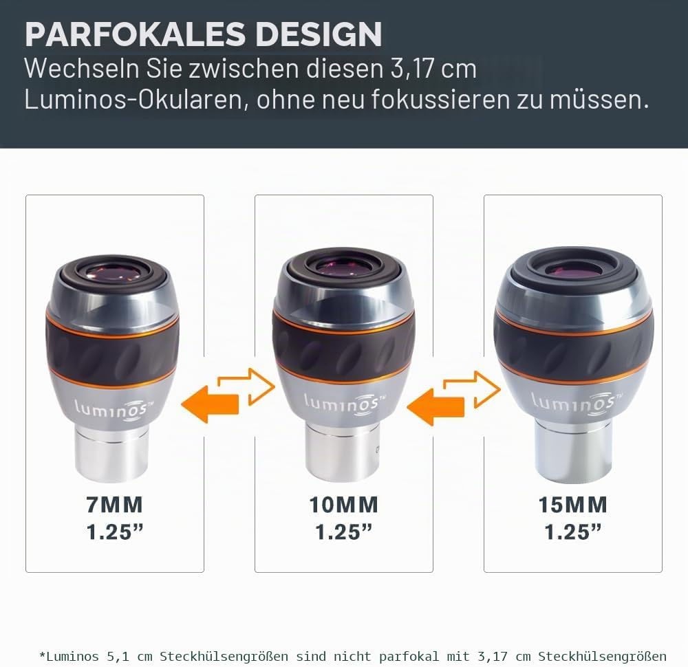 Celestron 93430 7 mm Luminos Okular, Schwarz/Silber Leuchtendes Okular - 7 mm, Leuchtendes Okular -