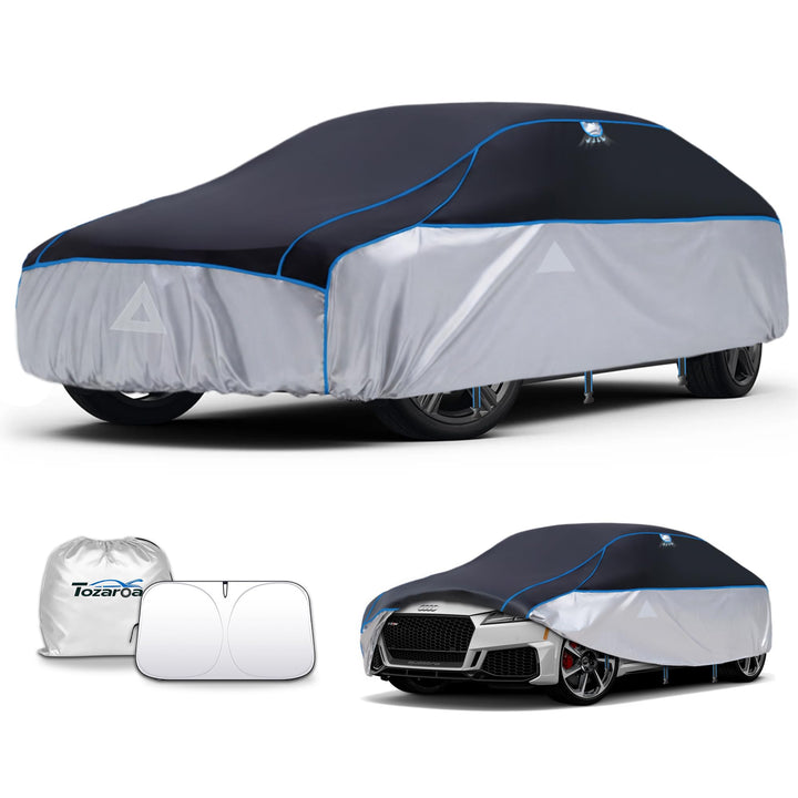 Hagelschutzplane Auto mit separater Sonnenblende,Limousine Wasserdicht Auto Autoabdeckung, Abdeckpla