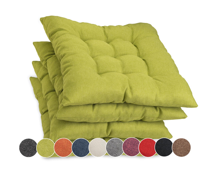 sunnypillow 4er Set Stuhlkissen mit Bändern 40x40 cm - Bequeme Polsterauflage 8cm dick - Auflage für