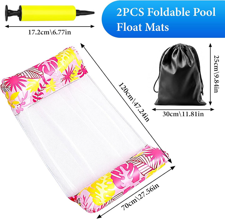 2 Stück Luftmatratze Pool, Aufblasbare Wasserhängematte, Schwimmbett, Hängematte Wasser mit Netz und