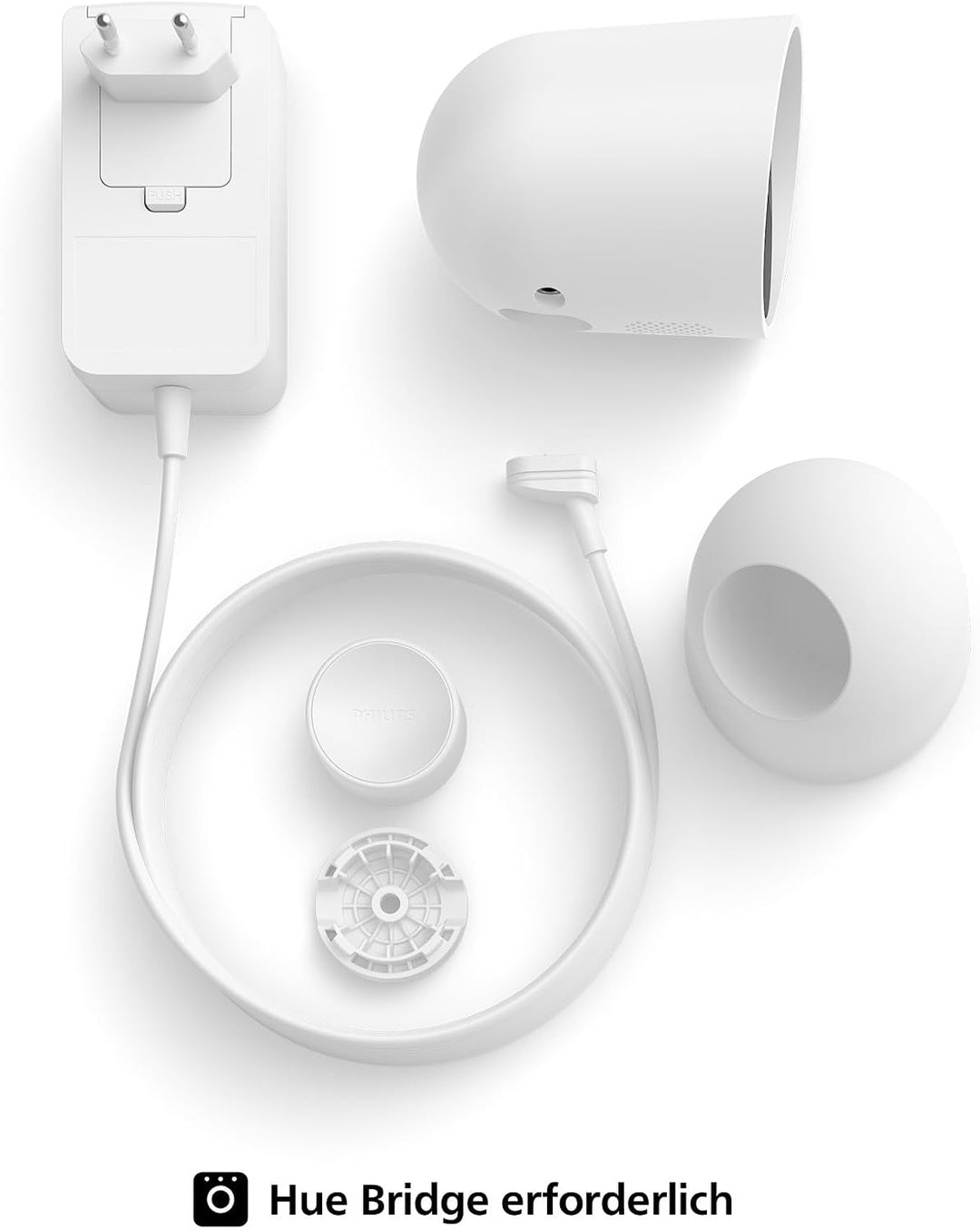 Philips Hue Secure kabelgebundene Kamera mit Standfuss, Weiss, Weiss