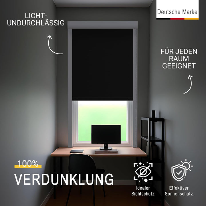 Sol Royal Kassettenrollo mit Führungsschiene SolReflect K24 100x175 cm Schwarz - Blackout Thermoroll