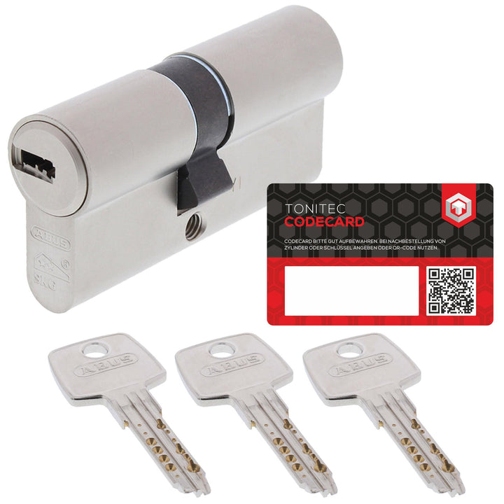 ToniTec Set aus ABUS Schliesszylinder EC550 gleichschliessend mit 3 Schlüssel, Schloss mit Schlüssel