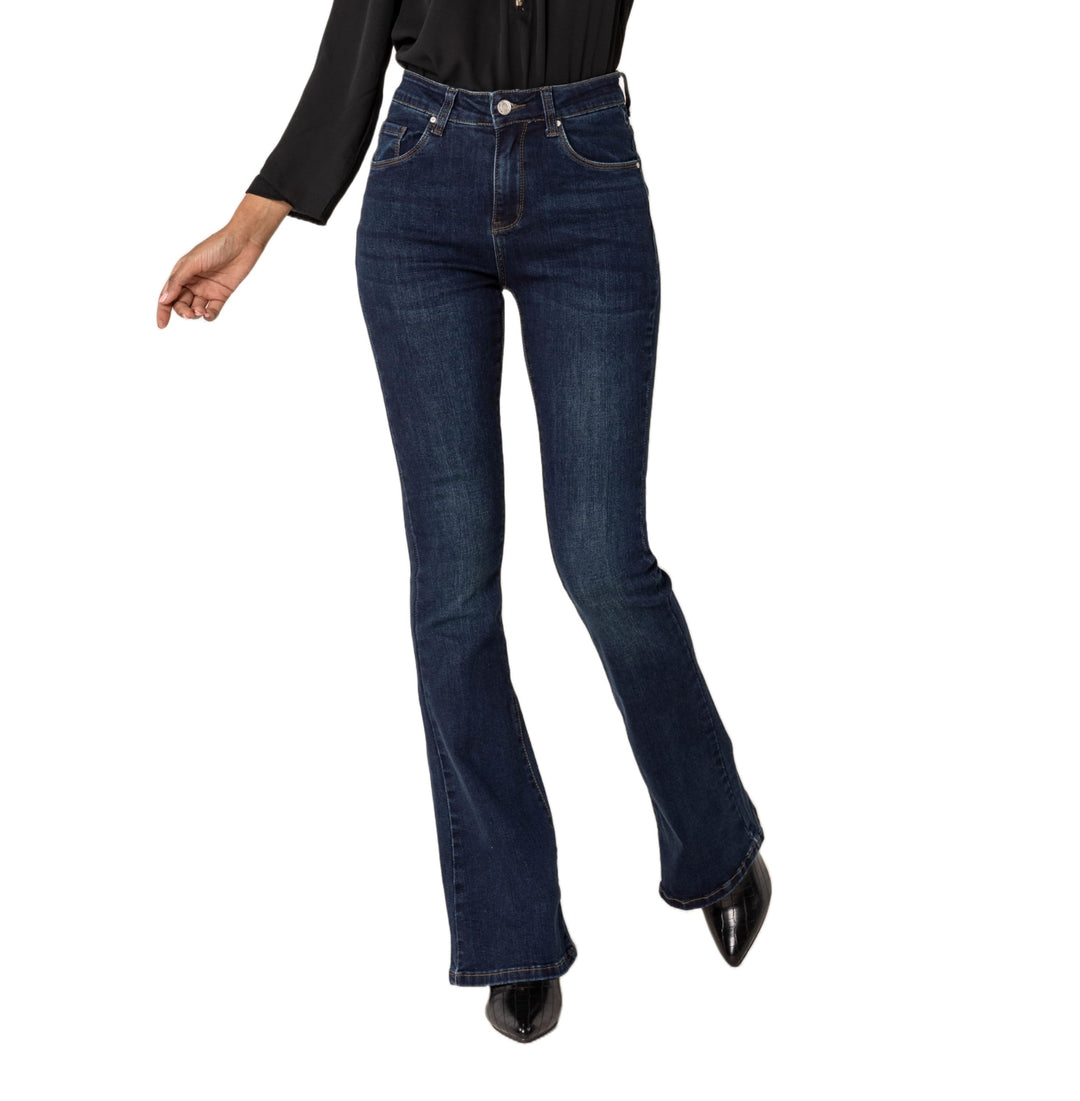 Nina Carter P212 Damen Tall Bootcut Jeans High Waist Schlaghosen Stretchjeans Jeanshosen Used-Look X