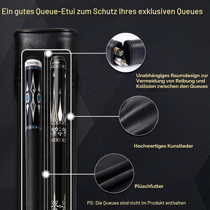 Billard-Queue-Koffer, 2 Löcher Pool-Queue-Tasche Mit Aussentasche Und Verstellbarem Riemen,1X1 Billa