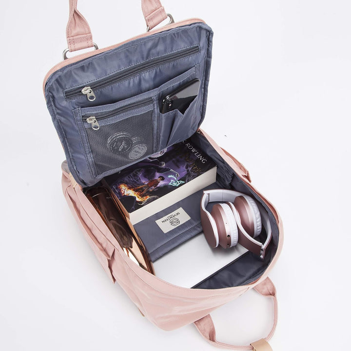 SEVENTEEN LONDON – Moderner, einfacher und Unisex ‘Wimbledon’ Rucksack in rosa und grau mit einem kl