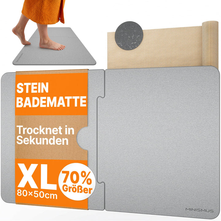Minismus Puzzle Badematte Steinteppich Badvorleger 80 x 50 cm hellgrau, Hellgrau