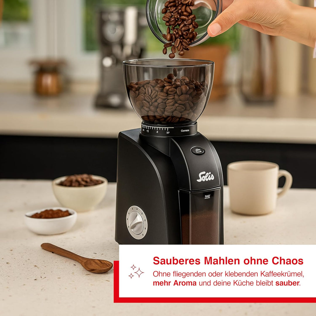 Solis Scala Zero Static Kaffeemühle, Schwarz