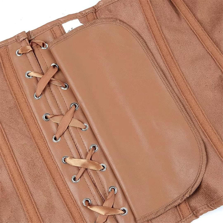 Josamogre Leder Korsett Top Damen Corsage Reissverschluss Sexy 5XL Brown, 5XL Brown
