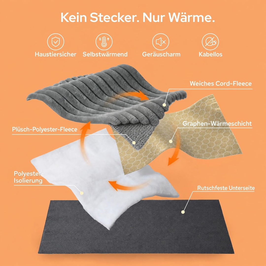 BEDSURE selbstheizende Decke für Katzen &amp; Hunde - 61x46 cm Katzenbett waschbare wärmedecke Katze, se