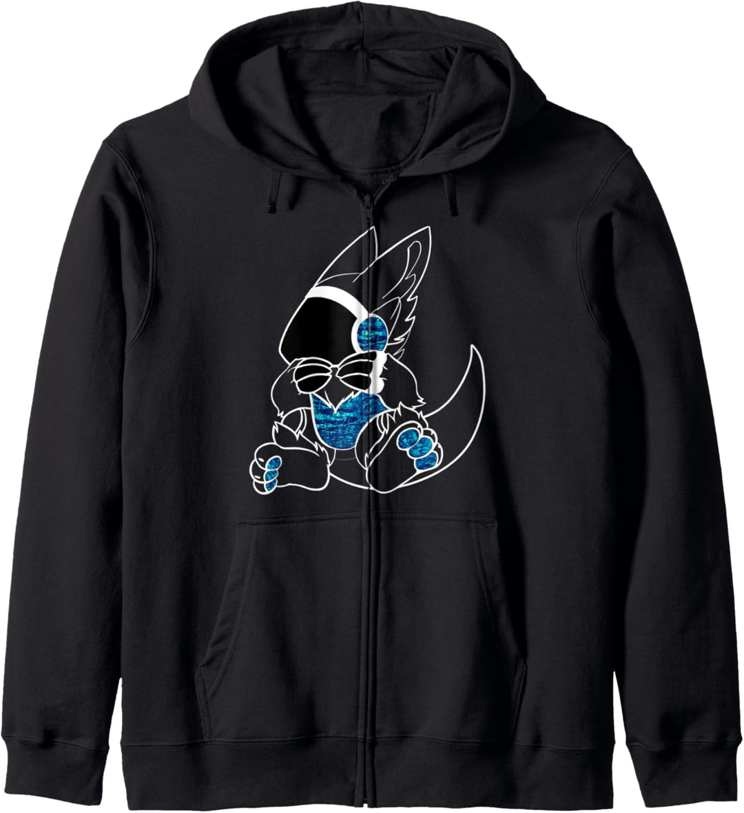 Protogen Fursona Pelz-Pelz, blaues Muster Kapuzenjacke