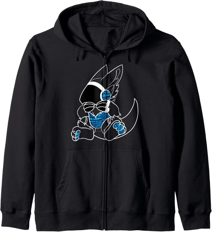 Protogen Fursona Pelz-Pelz, blaues Muster Kapuzenjacke