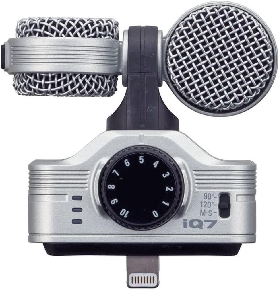 Zoom iQ7 Mitten-Seiten-Stereo Mikrofon für iOS-Geräte + keepdrum WSBK Fell-Windschutz