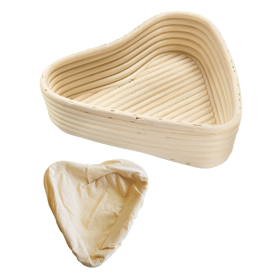 Westmark Gärkörbchen-Set, 2tlg., Gärkörbchen in Herzform + Bezug, Peddigrohr/Baumwolle, Hellbeige/Be