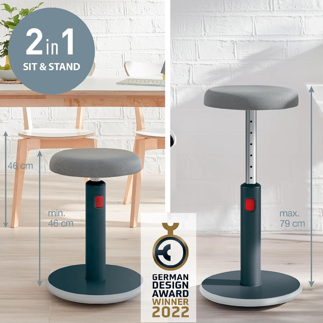 Leitz Active Sitz-Steh-Hocker, Ergonomischer höhenverstellbarer Wipphocker für 46 cm bis 79 cm Höhe,
