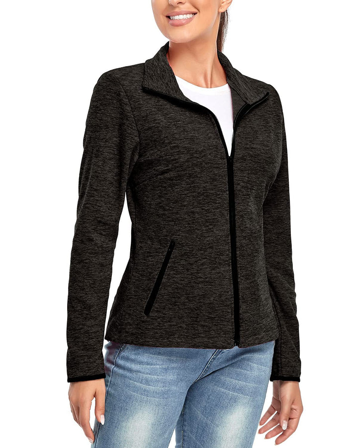 Soneven Fleecejacke Damen, Damen Fleece Jacke mit Durchgehendem Reissverschluss Langärmlig Leicht Fu