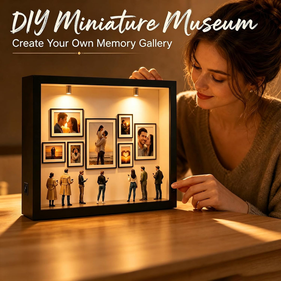 DIY Mini Museum Bilderrahmen, 3D Silhouette Box mit LED &amp; Miniaturfiguren
