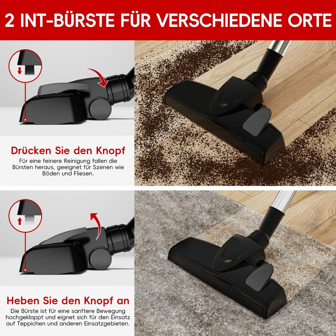 Staubsauger mit 5 Kabel,20KPa/500W,Kabelstaubsauger,Staubsauger,Handstaubsauger für Harte Böden/Tier