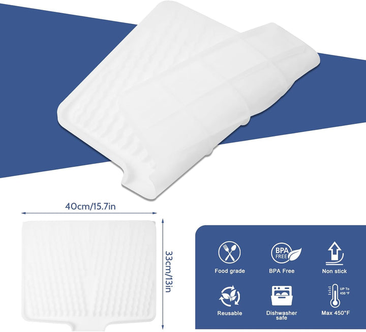 Abtropfmatte Ohne Falten 40x33x1.5cm | Silikon Abtropfmatte Geschirr für die Küche Spüle | Schrägdes