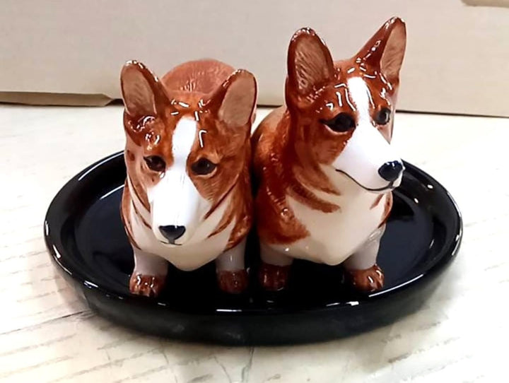Keramik Salz und Pfefferstreuer Set mit Hundemotiv (Corgi)