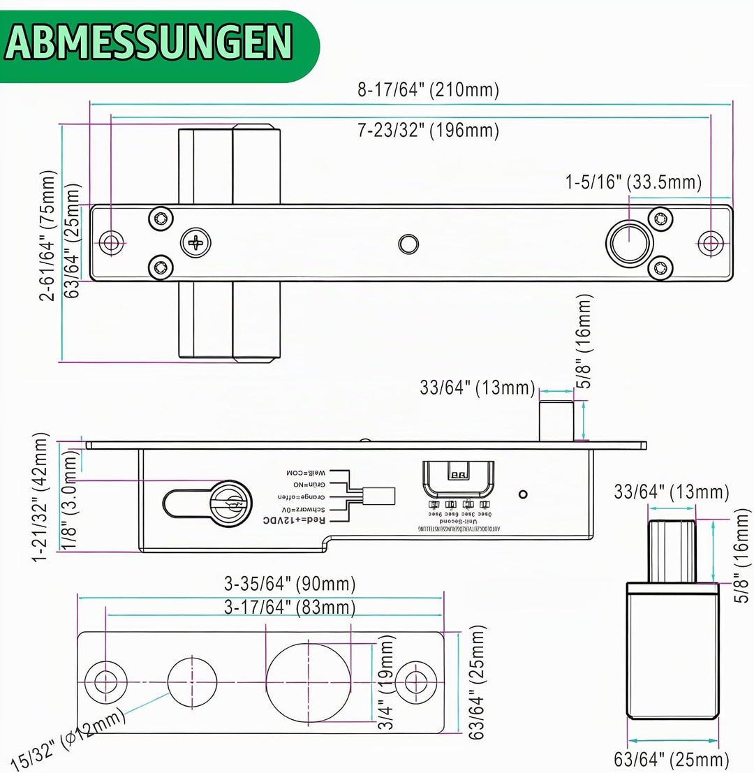 UHPPOTE-SCHRAUBE SCHLOSS Schlüssel öffnen sichere Stabilität, nicht elektrisch, kein manuelles öffne