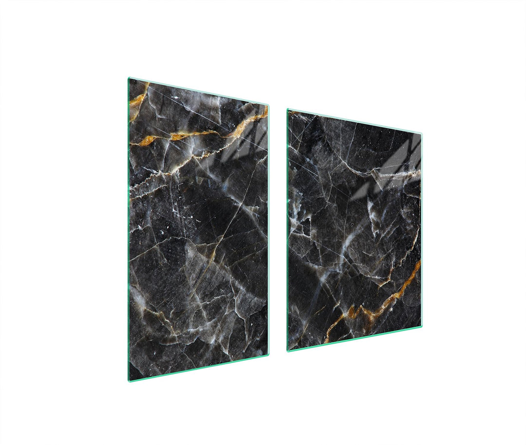TMK ArtDeko Herdabdeckplatte 2 Teilig 40x52 + 60x52 cm - Spritzschutz Herdabdeckung – Herdschutz aus