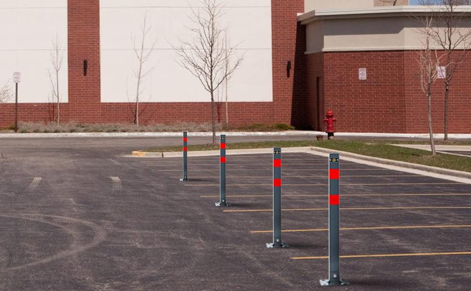 Gimisgu Parkpfosten, Absperrpfosten Klappbar, Robust und Stabil Parkplatzsperre Wegsperren Sperrpfos