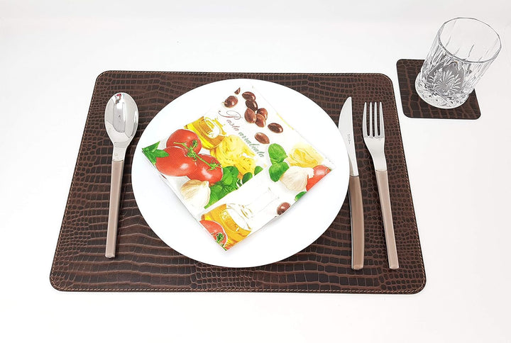 Nikalaz Platzsets und Untersetzer aus Recyceltem Leder Tisch-Sets, 2 Stück Tischsets, Platzdeckchen