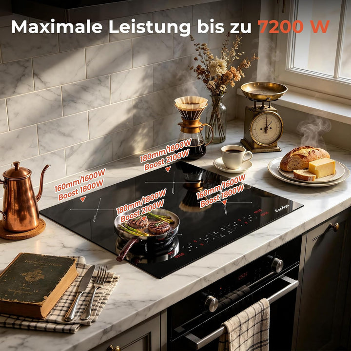 Induktionkochfeld 4 Platten, Cooksir Einbau Kochfeld 7200W 60CM-A| 4er, 60CM-A| 4er
