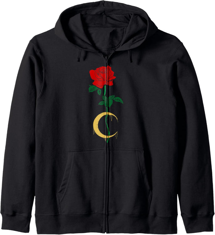 Occult Vintage Moon Red Rose Witchcraft Okkult Hexe Gothic Kapuzenjacke