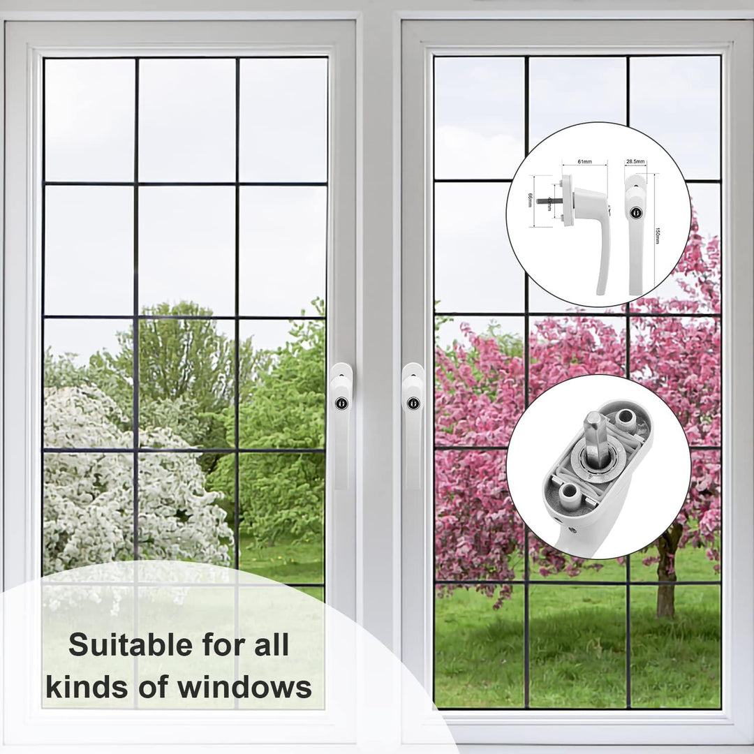 Herrselsam 12 Stück Fenstergriff Aluminium, Abschliessbar Sicherheitsfenstergriff Fensterschloss Kin