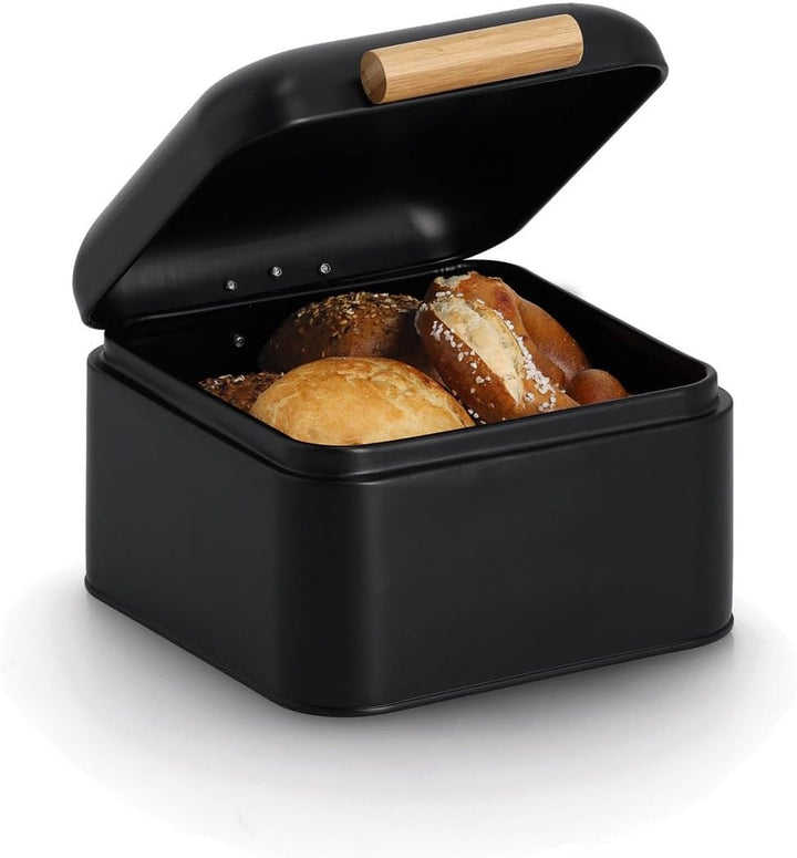 Zeller Brotkasten, Metall/Bambus, schwarz