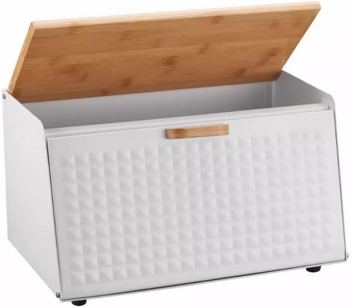Brotkästen mit Deckel,Brotaufbewahrungsbox, Schneidebrett aus Bambus, Brotkasten aus Metall, Brot un