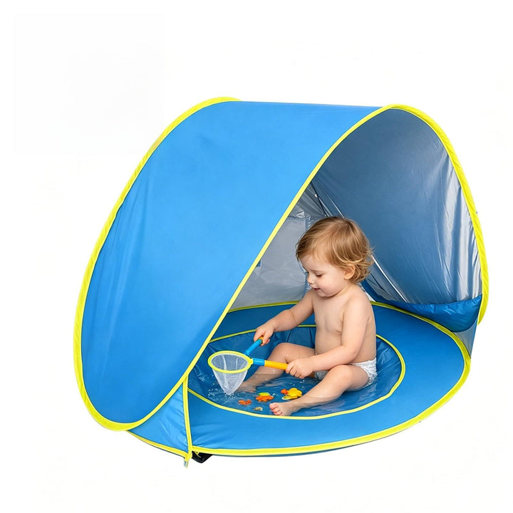 Strandmuschel Pop-Up Baby &amp; Kinder, Strandzelt Windschutz mit Mini Pool | UV-Schutz UPF 50+, Abnehmb
