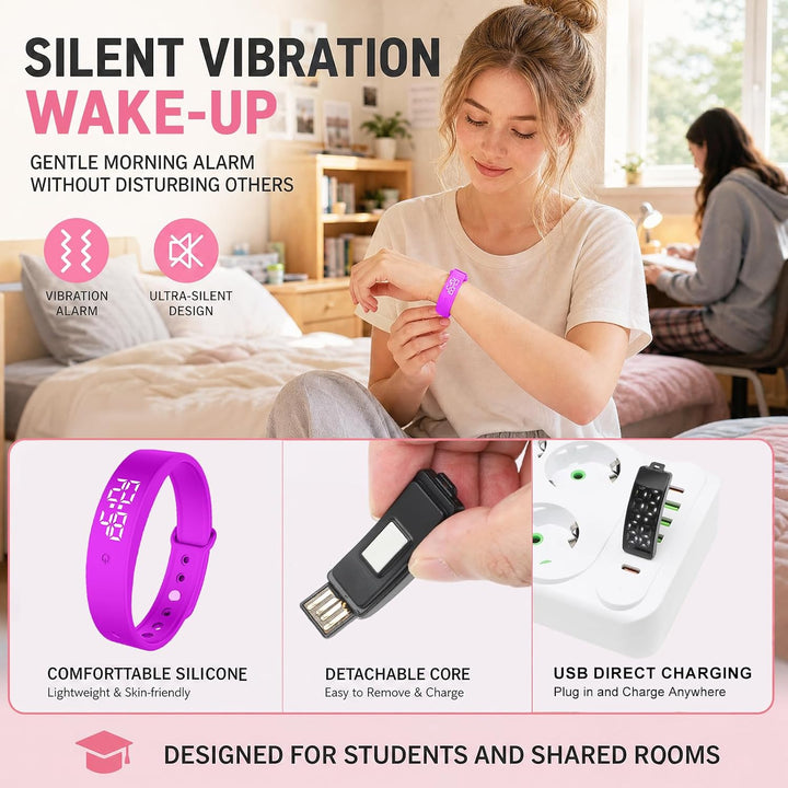 CEWROM Vibrationswecker Armband, Wecker Armband Vibration mit Timer, Vibrationsalarm Erinnerung Uhr,