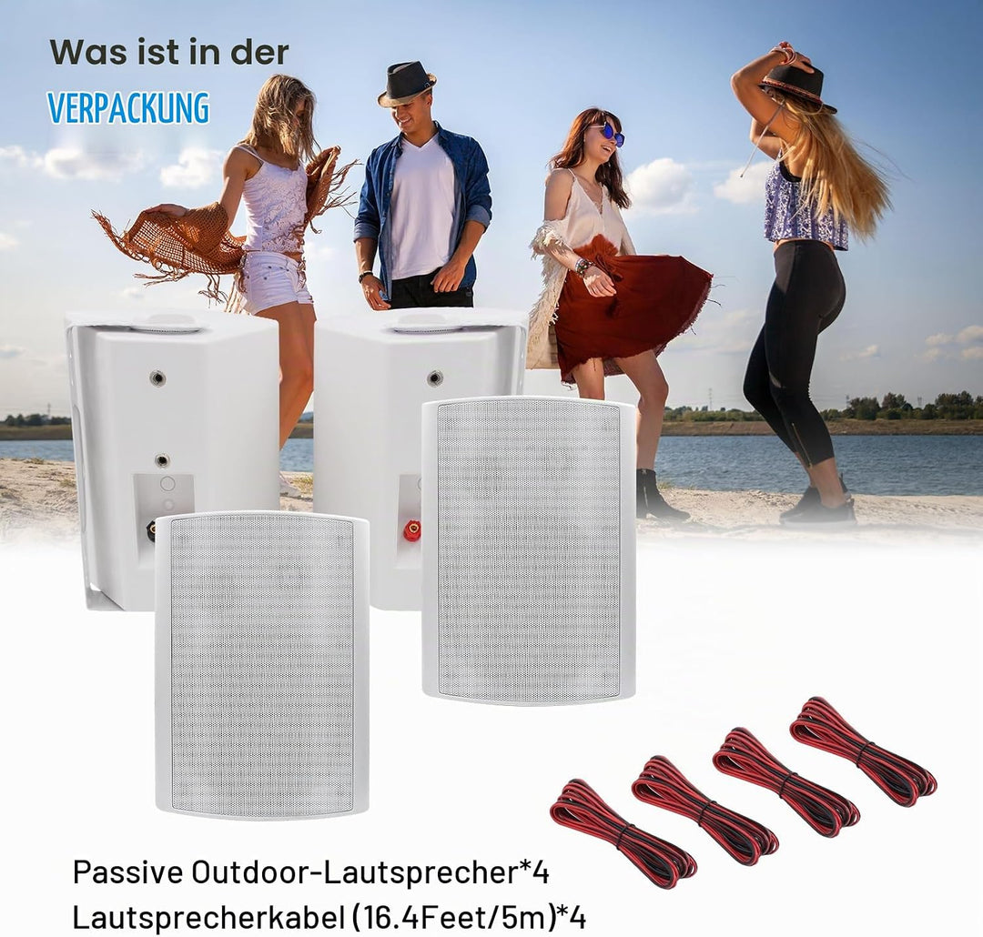 Herdio 800W 6,5 Zoll AussenLautsprecher Wasserdicht, Wandmontage Patio Stereo Indoor Outdoor Lautspr