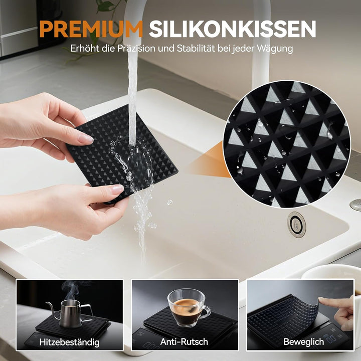 bemece USB Wiederaufladbare Digital kaffeewaage, Kaffeewaage mit Timer, Multifunktionale Küchenwaage