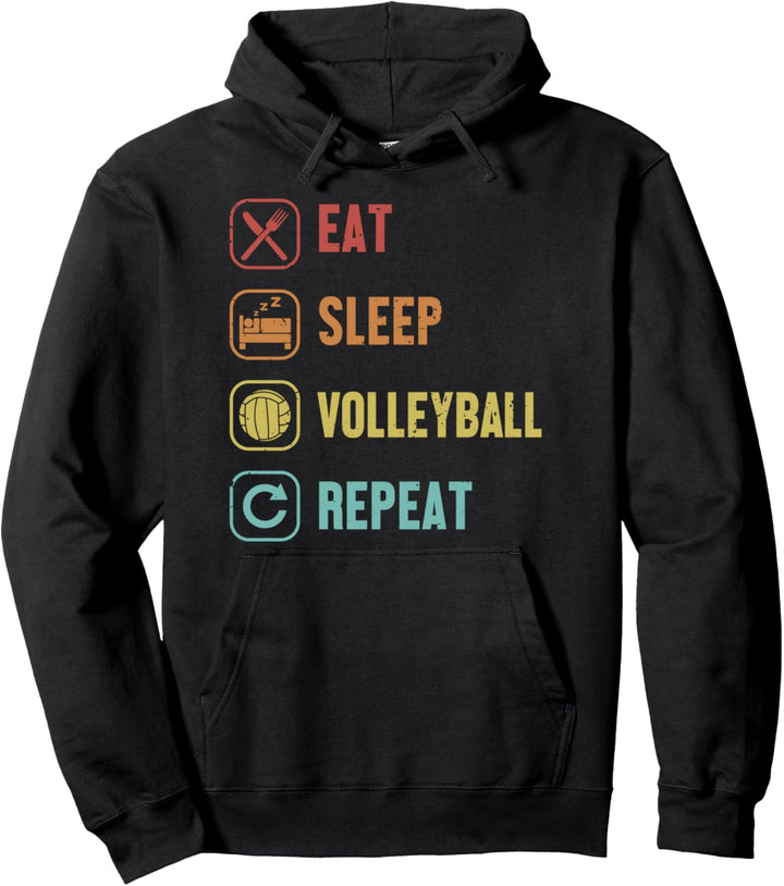 Eat Sleep Volleyball Repeat Volleyballerin Volleyball Pullover Hoodie