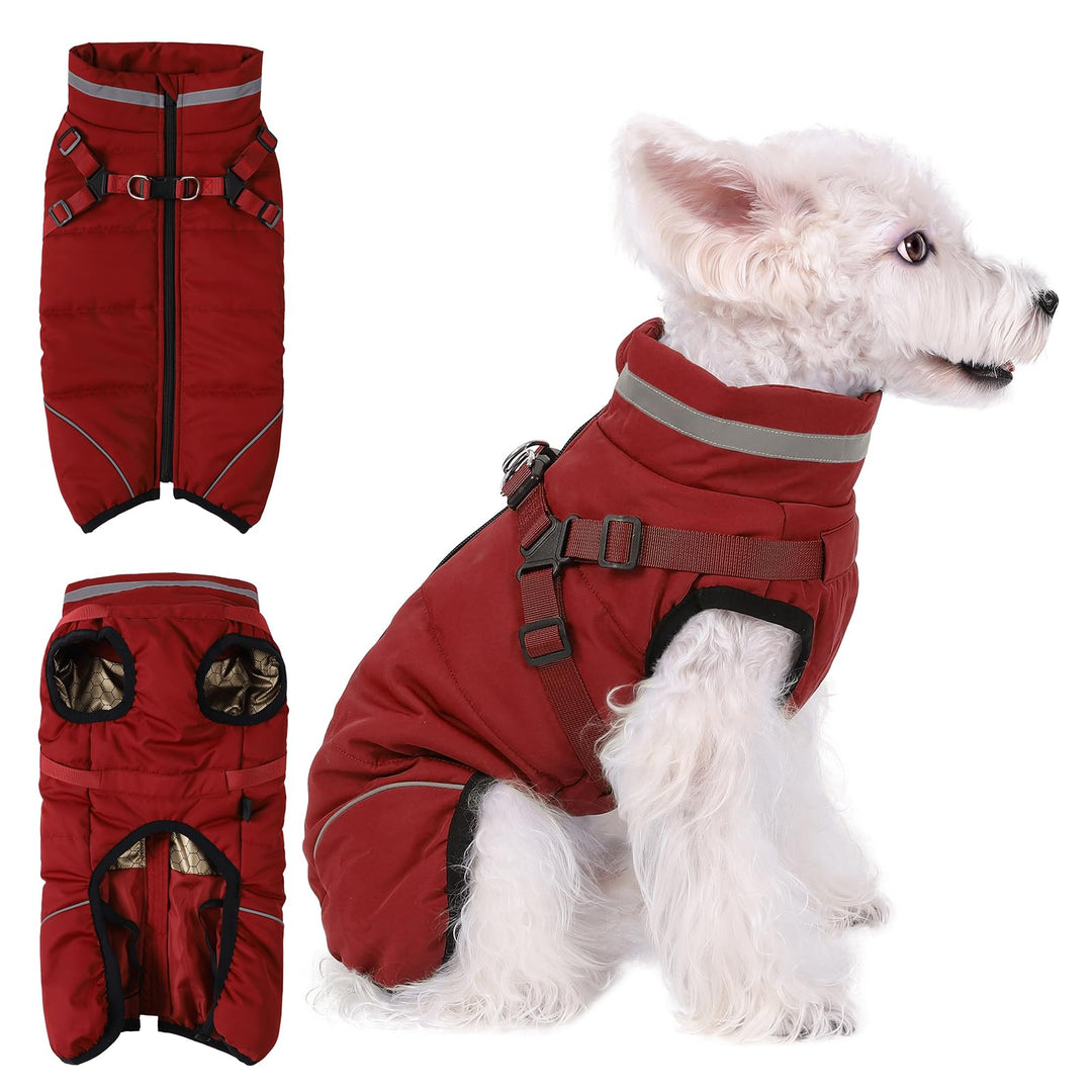 Poseca Hundejacken für den Winter Winddicht Wasserdicht 2 in 1 Outfit Kaltwettermantel Hundewestenge