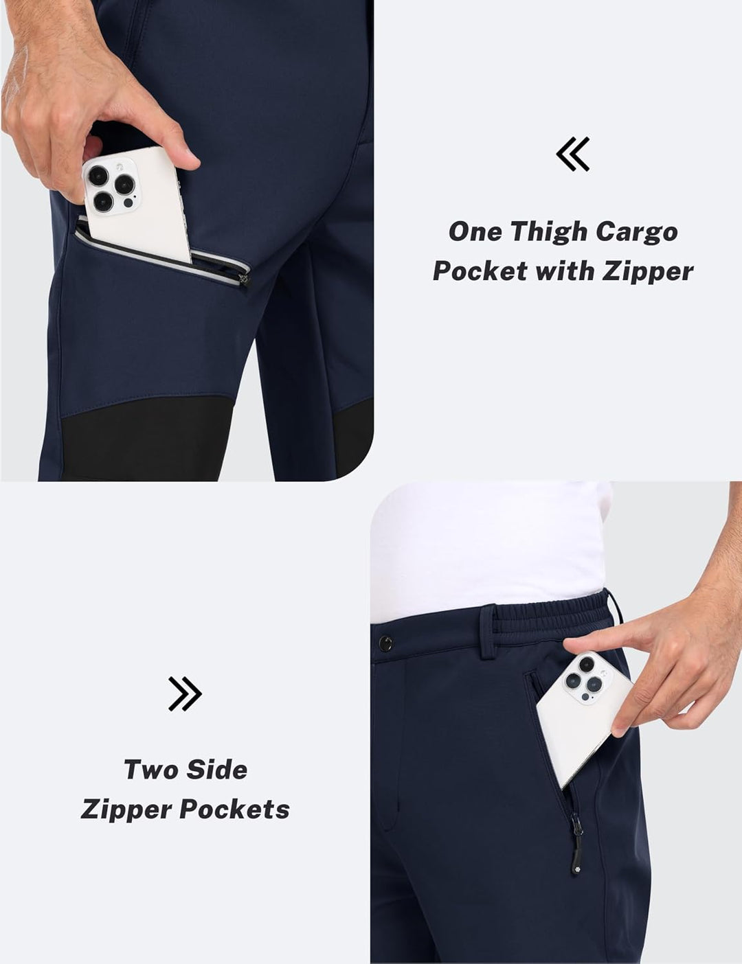 MoFiz Herren Wanderhose Warm Gefüttert Outdoorhose Wasserdicht Skihose Softshellhose Winddicht Arbei