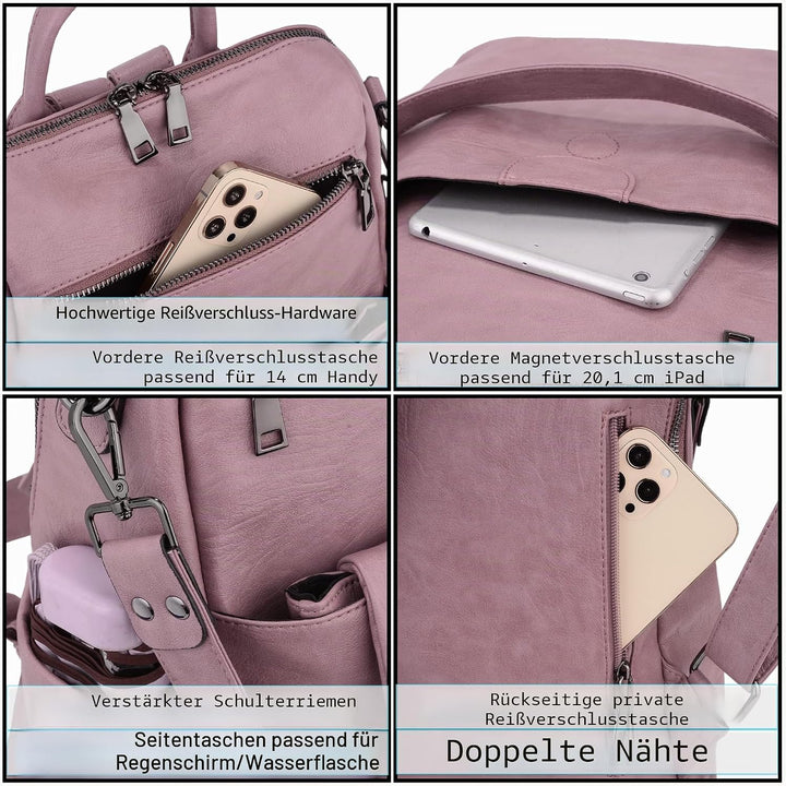 UTO Rucksack Damen Elegant mit Schultergurt Modischer Multifunktionsrucksack Schultertasche Herren P