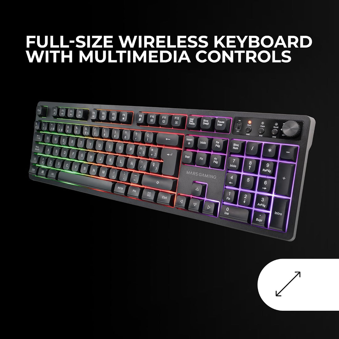 Mars Gaming MCPWX, Französisch, Kabelloses Gaming-Combo, DualPro Link 2.4GPRO-Technologie, Vollforma
