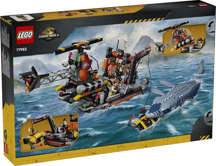 LEGO Jurassic World Mosasaurier-Angriff auf das Boot - Bauspielzeug - Spielset für Rollenspiele mit