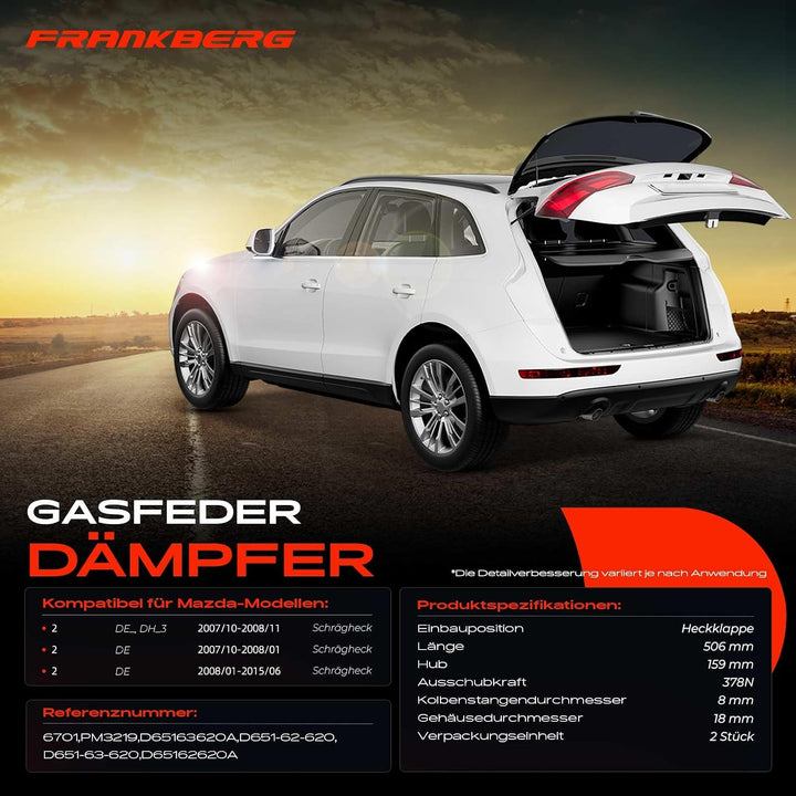 Frankberg 2x Gasfeder Dämpfer Heckklappe D65163620A