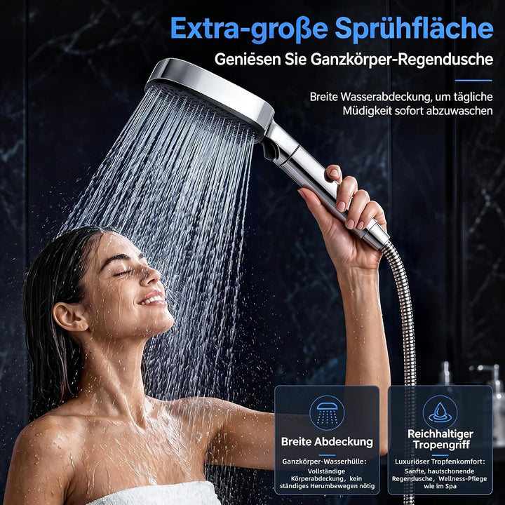 Duschkopf mit Filter, Duschbrause mit Schlauch, Shower Head 4 Modi Luft Einspeisung Druckverstärkter
