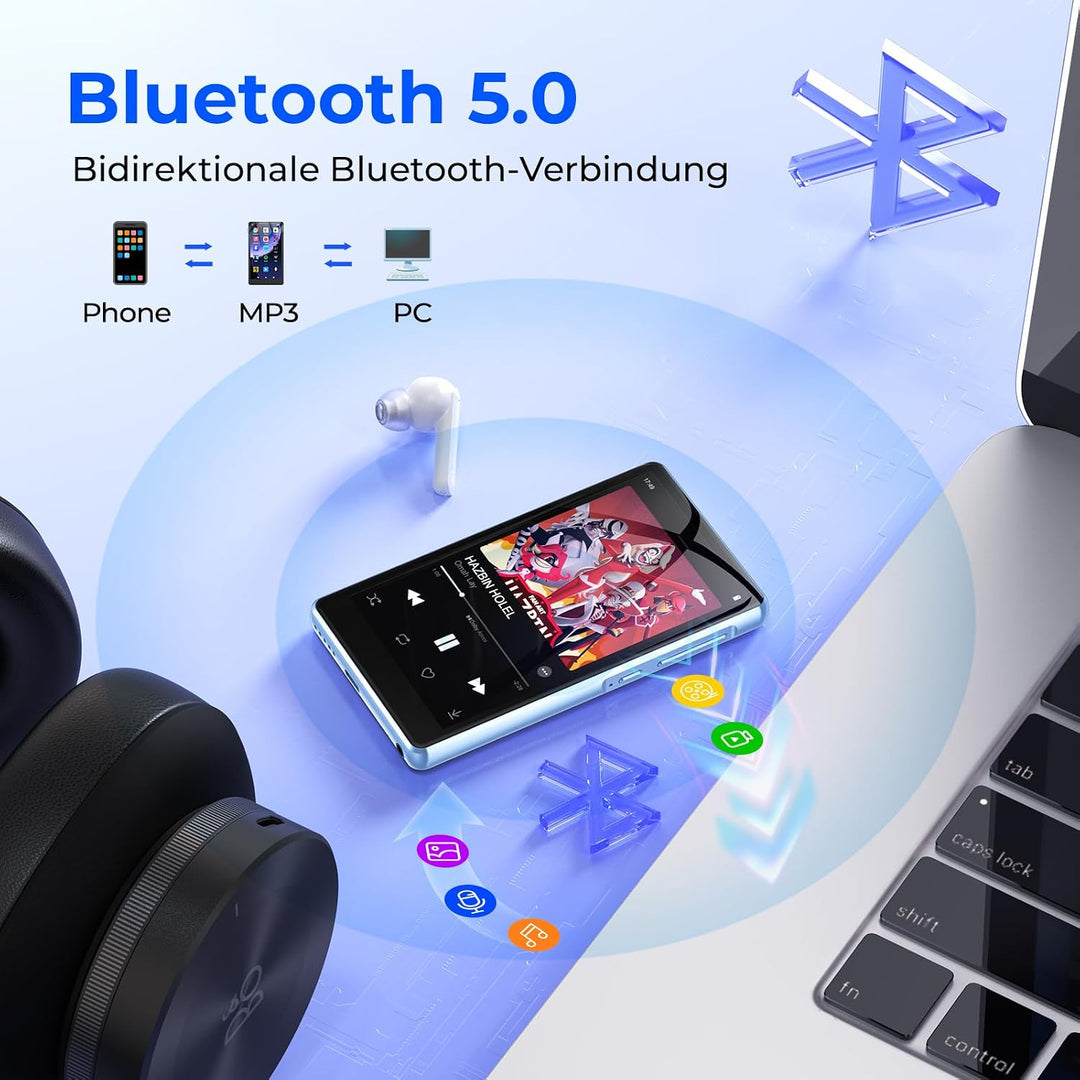 160GB MP3 Player Spotify mit Bluetooth und WiFi, 4.5 Zoll-Touchscreen(Blau) blau 160GB, blau 160GB