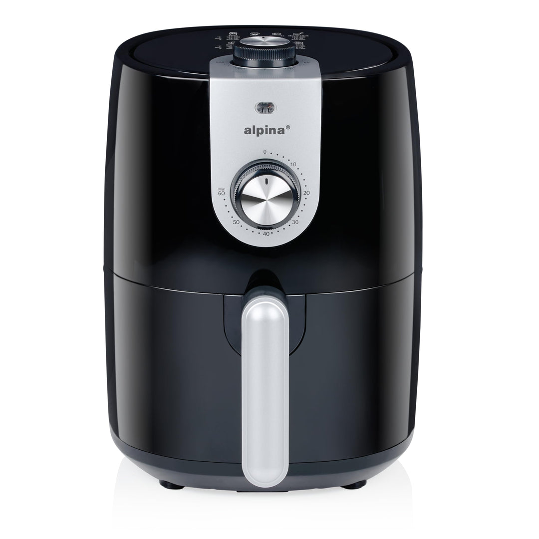 alpina Airfryer 2L - Heissluftfritteuse 900W - Temperatur Einstellbar von 80 bis 200 °C - für 2 bis