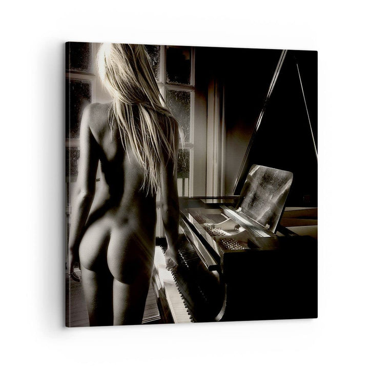 Bilder auf Leinwand Frau Nackt Geheimnis Leinwandbild mit Rahmen 60x60cm Wandbilder Dekoration Wohnz